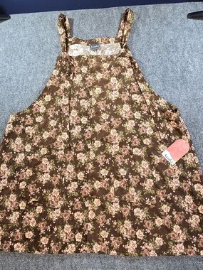 NWT Arula Brown Floral Mini Dress Womens 2XL Corduroy Texture Cozy Fall Dress